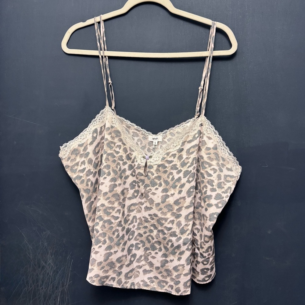 aerie Leopard Print Lace-Trim Cami in Blush and Taupe